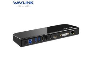 Wavlink USB 3.0 Universal Laptop Docking Station Dual Monitors DisplayLink ...