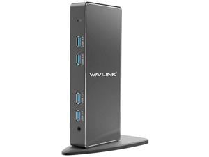 Wavlink USB 3.0 Universal Docking Station, Vertical Aluminum Laptop Docking Station, Dual Monitor Display  USB3.0 Dock For HDMI/DVI/VGA, Gigabit Ethernet, 6 USB 3.0 Ports, Audio, For Windows & Mac