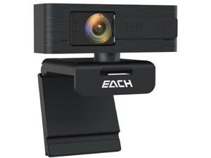 EACH Full HD Webcam 1080p Webcam Autofocus Camera HDR  USB Webcam with Privacy Cover Widescreen Video Calling and Recording for Computer Laptop PC Skype Stream