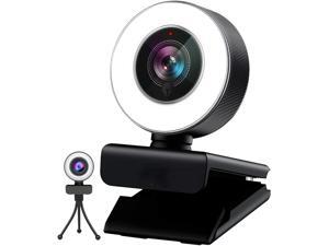 RAITVER PC Webcam for Streaming HD 1080P, Light Correction & Autofocus USB Computer Web Camera Video Cam for Mac Windows Laptop Conferencing Gaming with Microphone & Ring Light (Tripod Included)