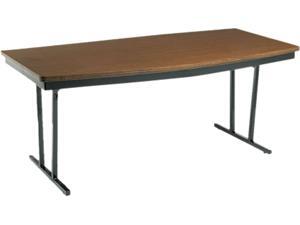 Economy Conference Folding Table, Boat, 72W X 36D X 30H, Walnut/Black Economy Conference Folding Table, Boat, 72W X 36D X 30H, Walnut/Black