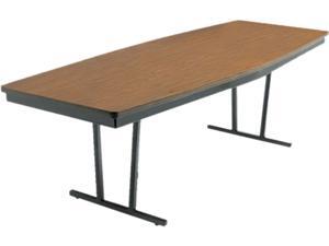 Economy Conference Folding Table, Boat, 96W X 36D X 30H, Walnut/Black Economy Conference Folding Table, Boat, 96W X 36D X 30H, Walnut/Black