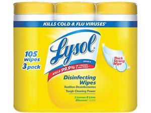 LYSOL Brand RAC82159 - Disinfecting Wipes, 7 x 8, Lemon and Lime Blossom, 35/Canister, 3/Pack