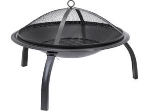 Best Choice Products 22in Folding Steel Fire Pit, Portable Outdoor Camping Fire Bowl w/ Mesh Cover, Poker