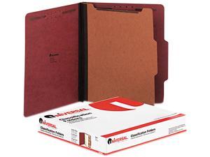 Pressboard Classification Folder, Letter, Four-Section, Red, 10/Box