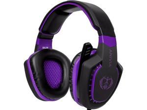 Gaming Headset Bass Surround Sound Stereo PS4 Headset with Flexible Microphone Volume Control Noise Canceling Mic Over-Ear Headphones Compatible for PS4 Xbox one Laptop PC Mac Purple
