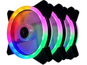 Vicabo 3 Packs Case Fan Silent Dual Light Loop RGB LED 120mm High Performance Adjustable Colorful Light PC Computer Case Cooling Cooler (3pcs) Vicabo 3 Packs Case Fan Silent Dual Light Loop RGB LED 120mm High Performance Adjustable Colorful Light PC Computer Case Cooling Cooler (3pcs)