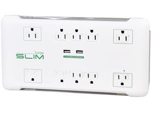 Innovera 71670 Slim Surge Protector, 10 Outlets / 2 USB Charging Ports, 6.0 Feet Cord, 2880 Joules, White Innovera 71670 Slim Surge Protector, 10 Outlets / 2 USB Charging Ports, 6.0 Feet Cord, 2880 Joules, White