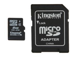 Kingston 8GB MicroSDHC Class 4 Memory Card with Adapter (SDC4/8GB)