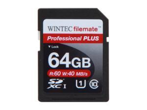 Wintec Professional PLUS 64GB Secure Digital Extended Capacity (SDXC) Flash Card Model 3FMSD64GBU1PI-R