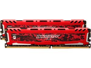 Ballistix Sport LT 16GB Kit (8GBx2) DDR4 2666 MT/s (PC4-21300) DR x8 DIMM 288-Pin - BLS2K8G4D26BFSE (Red)