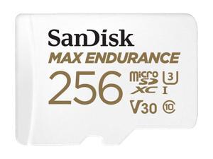 SanDisk 256GB MAX ENDURANCE microSDXC, U3, V30, Memory Card with Adapter for Home Security Cameras and Dash Cams, Speed up to 100MB/s (SDSQQVR-256G-GN6IA)
