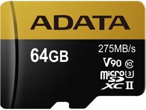 ADATA Premier ONE 64GB V90 microSDXC Card (UHS-II U3 Class 10) (AUSDX64GUII3CL10-CA1) w/SD Adapter