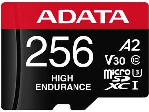 ADATA 256GB High Endurance microSDXC UHS-I U3 / Class 10 V30 A2 Memory Card with SD Adapter, Speed Up to 100MB/s (AUSDX256GUI3V30SHA2-RA1)
