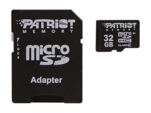 Patriot Signature Series 32GB Class 4 Micro SDHC Flash Card With SD Adapter Model PSF32GMCSDHC43P