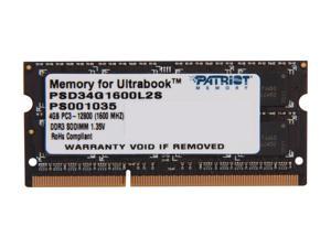 Patriot Signature 4GB 204-Pin DDR3 SO-DIMM DDR3L 1600 (PC3L 12800) Laptop Memory for Ultrabook Model PSD34G1600L2S