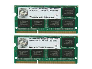 G.SKILL 16GB (2 x 8GB) 204-Pin DDR3 SO-DIMM DDR3 1333 (PC3 10666) Laptop Memory Model F3-10666CL9D-16GBSQ