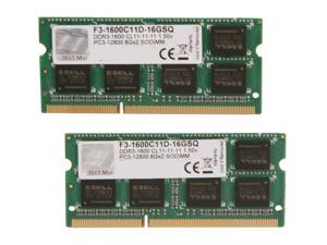 G.SKILL 16GB (2 x 8GB) 204-Pin DDR3 SO-DIMM DDR3 1600 (PC3 12800) Laptop Memory Model F3-1600C11D-16GSQ