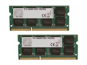 G.SKILL Standard Series 16GB (2 x 8GB) 204-Pin DDR3 SO-DIMM DDR3 1600 (PC3 12800) Laptop Memory Model F3-1600C10D-16GSQ