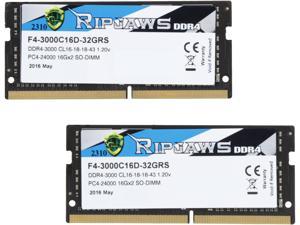 G.SKILL Ripjaws Series 32GB (2 x 16GB) 260-Pin DDR4 SO-DIMM DDR4 3000 (PC4 24000) Laptop Memory Model F4-3000C16D-32GRS