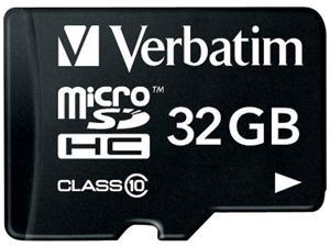 Verbatim 32GB microSDHC Flash Card w/ Adapter Model 44083