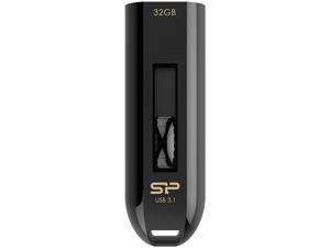 Silicon Power 32GB Blaze B21 Retractable Capless USB 3.1 Gen 1/ USB 3.0 Flash Drive for Windows/Mac - Black (SP032GBUF3B21V1K)