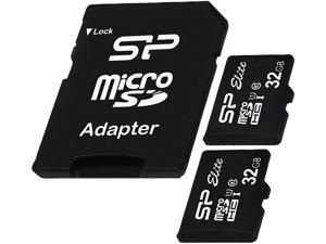 Silicon Power 64GB (32GB x 2) Elite microSDHC Memory Card with Adapter (2 MicroSD + 1 Adapter) (S2032GBSTHBU1V10AD)