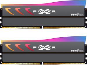 Silicon Power Storm RGB DDR5 7200 MT/s (PC5 57600) 32GB (2 x 16GB) 288-pin CL34 1.4V UDIMM Desktop RAM Computer Memory w/Heatsink Gray (SU032GXLWU720FDKSN)