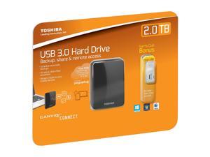 TOSHIBA 2TB Canvio Connect Portable Hard Drive with 32GB USB 2.0 Flash Drive Value Pack (Club) USB 3.0 Model HDTC720CK3C1 Black
