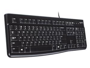 Logitech K120 Wired Keyboard for Windows, Plug and Play, Full-Size, Spill-Resistant, Curved Space Bar, Compatible with PC, Laptop - Black