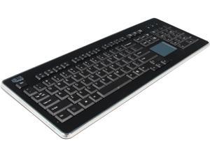 Adesso WKB-4400UB SlimTouch 2.4 GHz RF wireless Full Size Keyboard with Touchpad on right  side, mini USB receiver and receiver pocket (glazing black color)
