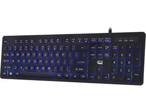 ADESSO AKB-139EB Black USB Wired Standard Large Print Illuminated Desktop Keyboard