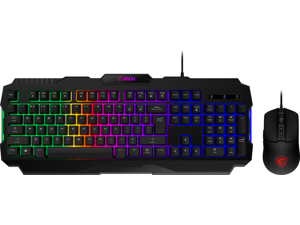 MSI Forge GK100 Combo – Gaming RGB Keyboard & Mouse Set, 19-Key Anti-Ghosting, 6400 DPI Optical Sensor, 6-Mode RGB, up to 6,400 DPI, Black