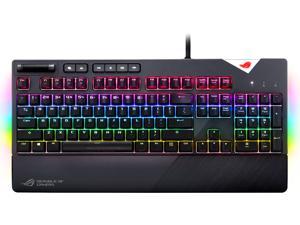 ASUS ROG Strix Flare Aura Sync RGB Mechanical Gaming Keyboard with Cherry MX Blue Switches, Customizable Badge, USB Pass Through and Media Controls