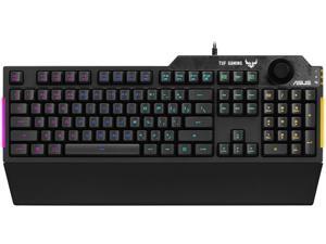 ASUS Membrane Gaming Keyboard for PC - TUF K1 | Programmable, Onboard Memory | Dedicated Volume Knob, Aura Sync RGB & Side Lighting | Detachable Wrist Rest | Spill-Resistant | Highly Durable | Black