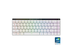 ASUS ROG Falchion RX Low Profile 65% compact wireless gaming keyboard with ROG RX low-profile optical switches, tri-mode connection with ROG SpeedNova and Omni Receiver, MacOS support, White