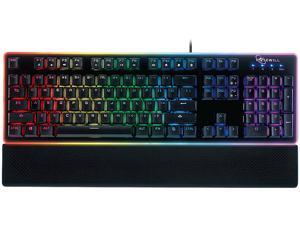 Rosewill NEON K51B Wired Mechanical Gaming Keyboard, Hybrid Membrane Mechanical Switches, 8 RGB LED Backlight Effects, 19-Key Anti-Ghosting, Ergonomic, Black