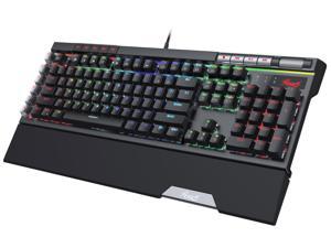 Rosewill Blitz K50 RGB Wired Gaming Clicky Mechanical Keyboard | Outemu Blue Switches | NKRO, Anti-Ghosting | 6 Built-in Macro Keys | 14 Pre-Programmed Backlight Effects | USB Passthrough - Black