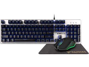 ZEUS GAMDIAS Mem-chanical Gaming Keyboard and Mouse Combo, Wired RGB LED Backlit & 3200 DPI Ergonomic Mouse for Windows PC Desktop Gamers & Mouse Mat