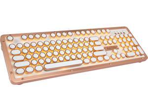 Retro Classic Mechanical Keyboard, White Leather with Copper ZA Trim, Orange LED Retro Classic Mechanical Keyboard, White Leather with Copper ZA Trim, Orange LED
