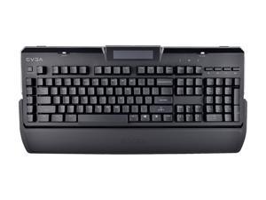 EVGA Z10 Gaming Keyboard, Red Backlit LED, Mechanical Blue Switches, Onboard LCD Display, Macro Gaming Keys