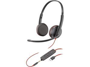 Plantronics Blackwire C3225 Stereo Headset with USB-C & 3.5 mm Connection, Noise Cancelling, Soundguard and Flexible Microphone Arm, Black