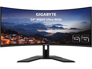 GIGABYTE G34WQC A-SA 34" 144Hz Curved Gaming Monitor, 3440 x 1440 VA 1500R Display, 1ms (MPRT), 90% DCI-P3, VESA Display HDR400, FreeSync Premium, 2x DisplayPort 1.4, 2x HDMI 2.0