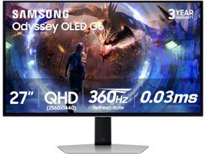 Samsung 27" Odyssey QD-OLED G6 (G60SD) QHD 360Hz 0.03ms FreeSync Premium Pro Gaming Monitor with Sleek Metal Design - LS27DG602SNXZA