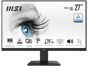 MSI Pro MP273 27" Full HD 1920 x 1080 IPS 75Hz DisplayPort, HDMI, Tilt, Monitor (Black)