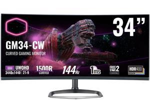 Cooler Master CMI-GM34CW-US 34" UWQHD 3440 x 1440 (2K) 144 Hz HDMI, DisplayPort FreeSync 2 Compatible, G-Sync Compatible Built-in Speakers Curved Gaming Monitor Cooler Master CMI-GM34CW-US 34" UWQHD 3440 x 1440 (2K) 144 Hz HDMI, DisplayPort FreeSync 2 Compatible, G-Sync Compatible Built-in Speakers Curved Gaming Monitor