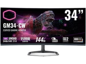 Cooler Master CMI-GM34-CW-US 34" UWQHD 3440 x 1440 (2K) 144 Hz HDMI, DisplayPort, Audio FreeSync 2 Compatible & G-Sync Compatible Built-in Speakers Curved Gaming Monitor Cooler Master CMI-GM34-CW-US 34" UWQHD 3440 x 1440 (2K) 144 Hz HDMI, DisplayPort, Audio FreeSync 2 Compatible & G-Sync Compatible Built-in Speakers Curved Gaming Monitor