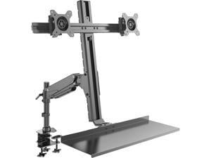 Rosewill RMS-17003 Dual Monitor Mount Sit Stand Desk Mount Height Adjustable Standing Desk Workstation for Screens up to 24''