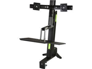 Ergotron 33-341-200 Black WorkFit-S, Dual Monitor Sit-Stand Workstation, Height-Adjustment Column, Desk Clamp, keyboard Tray with Left/ Right Mouse Tray