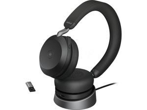 Jabra Evolve2 75 PC Wireless Headset with Charging Stand and 8-Mic Technology - Dual Foam Stereo Headphones with Advanced Active Noise Cancelling, USB-A Bluetooth Adapter and MS Compatibility - Black